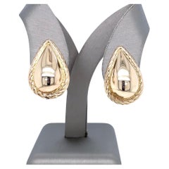 Vintage 1980s Teardrop 14 Karat Yellow Gold Pierced Earrings