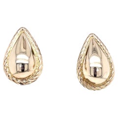 Boucles d'oreilles vintage en or jaune 14 carats en forme de goutte d'eau des années 1980