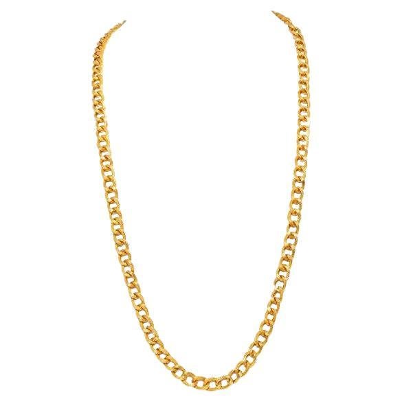 Vintage 1980 Textured Gold Curb Link Chain Necklace