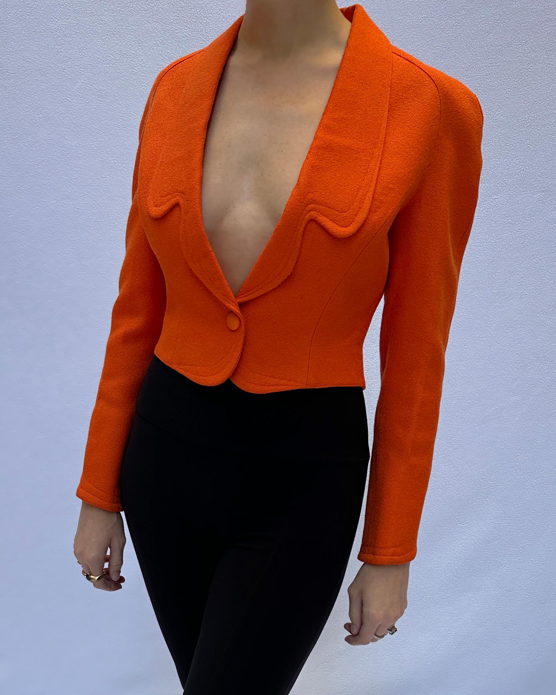 VINTAGE 1980s THIERRY MUGLER BOUCLÉ JACKET + SKIRT SUIT For Sale 10