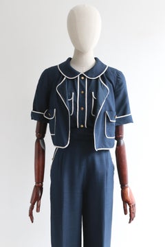 Dreiteiliger Chanel-Anzug aus Seide, UK 8 US 4, 1980er Jahre