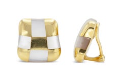 Vintage 1980s Tiffany & Co. Angela Cummings Gold and MOP Checkerboard Earrings