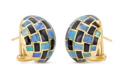 Vintage 1980s Tiffany & Co. Angela Cummings Opal & Jade Checkerboard Earrings
