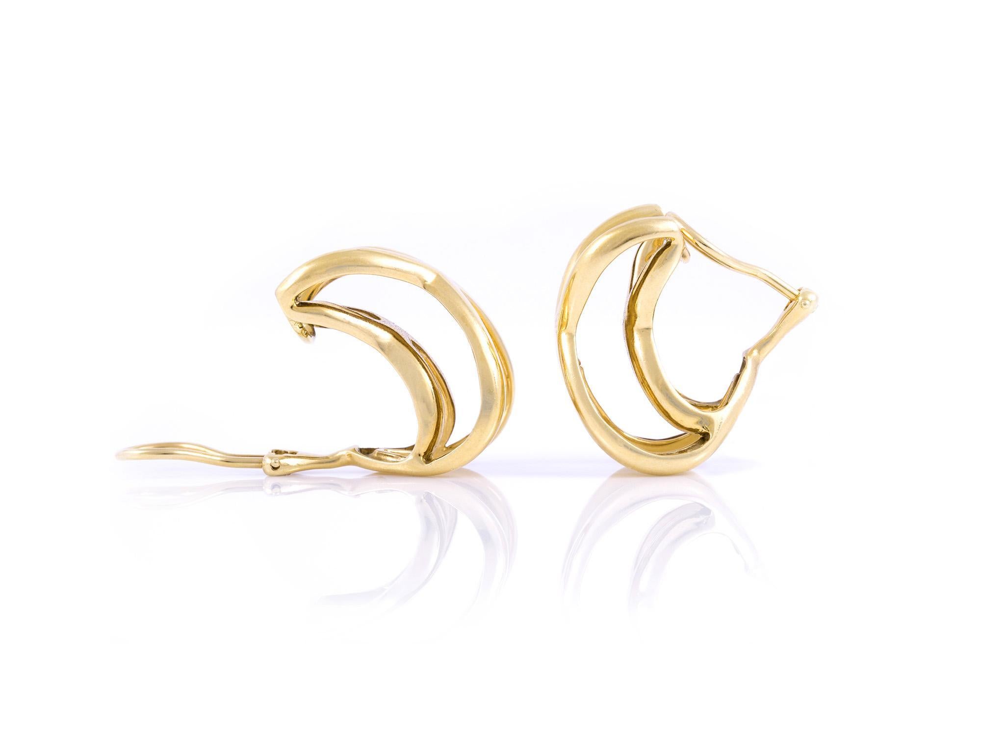 Vintage 1980s Tiffany & Co. Gold X Earrings In Good Condition For Sale In New York, NY
