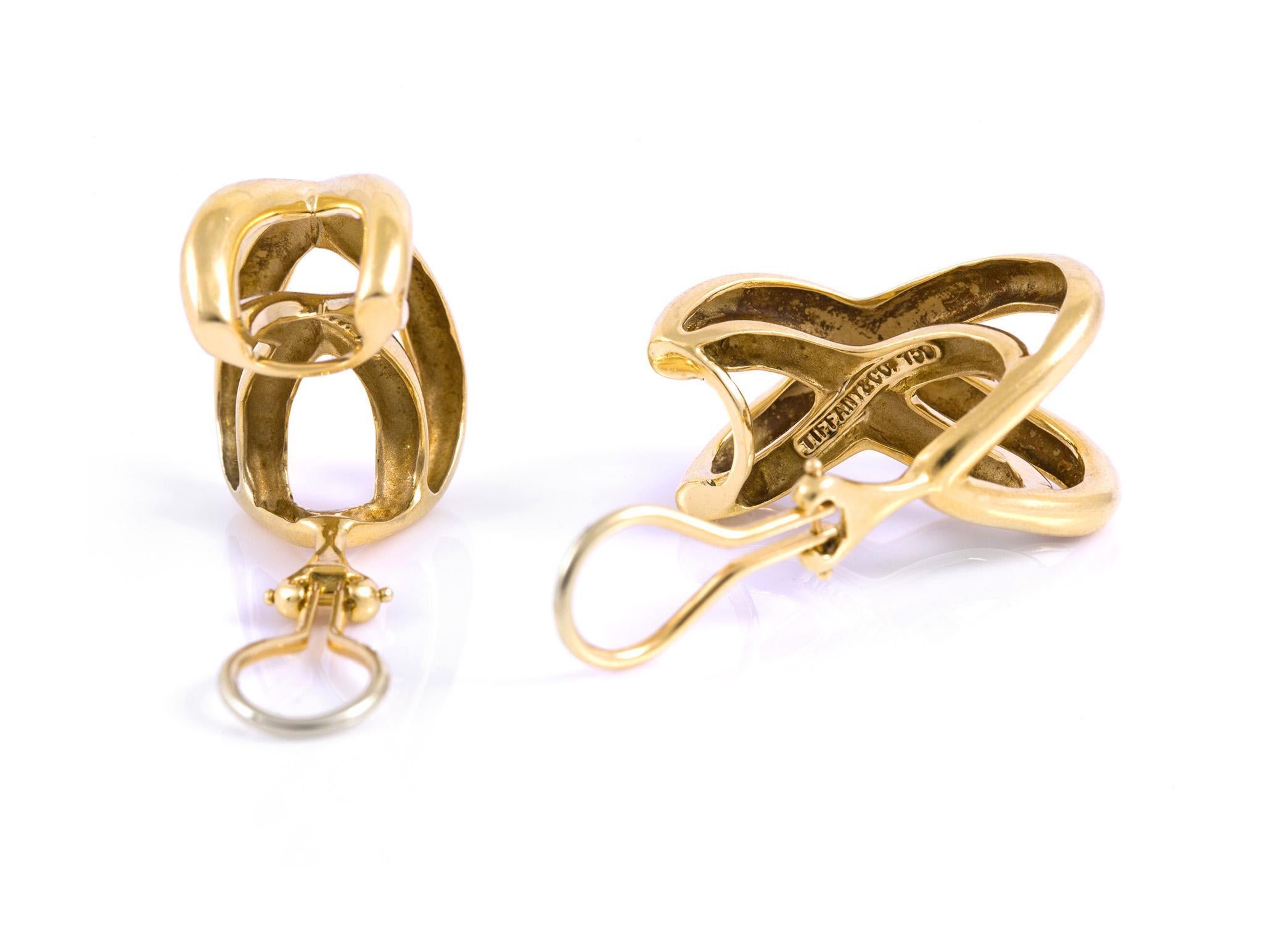 Women's Vintage 1980s Tiffany & Co. Gold X Earrings For Sale