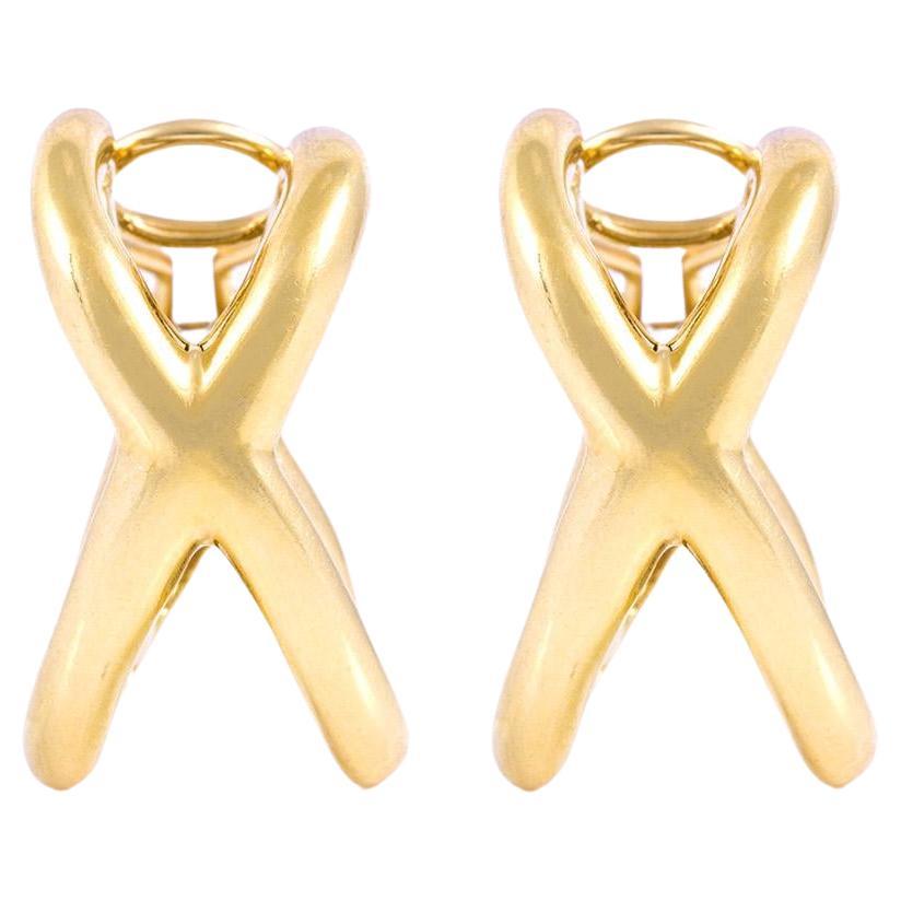 Vintage 1980er Jahre Tiffany & Co. Gold-X-Ohrringe im Angebot