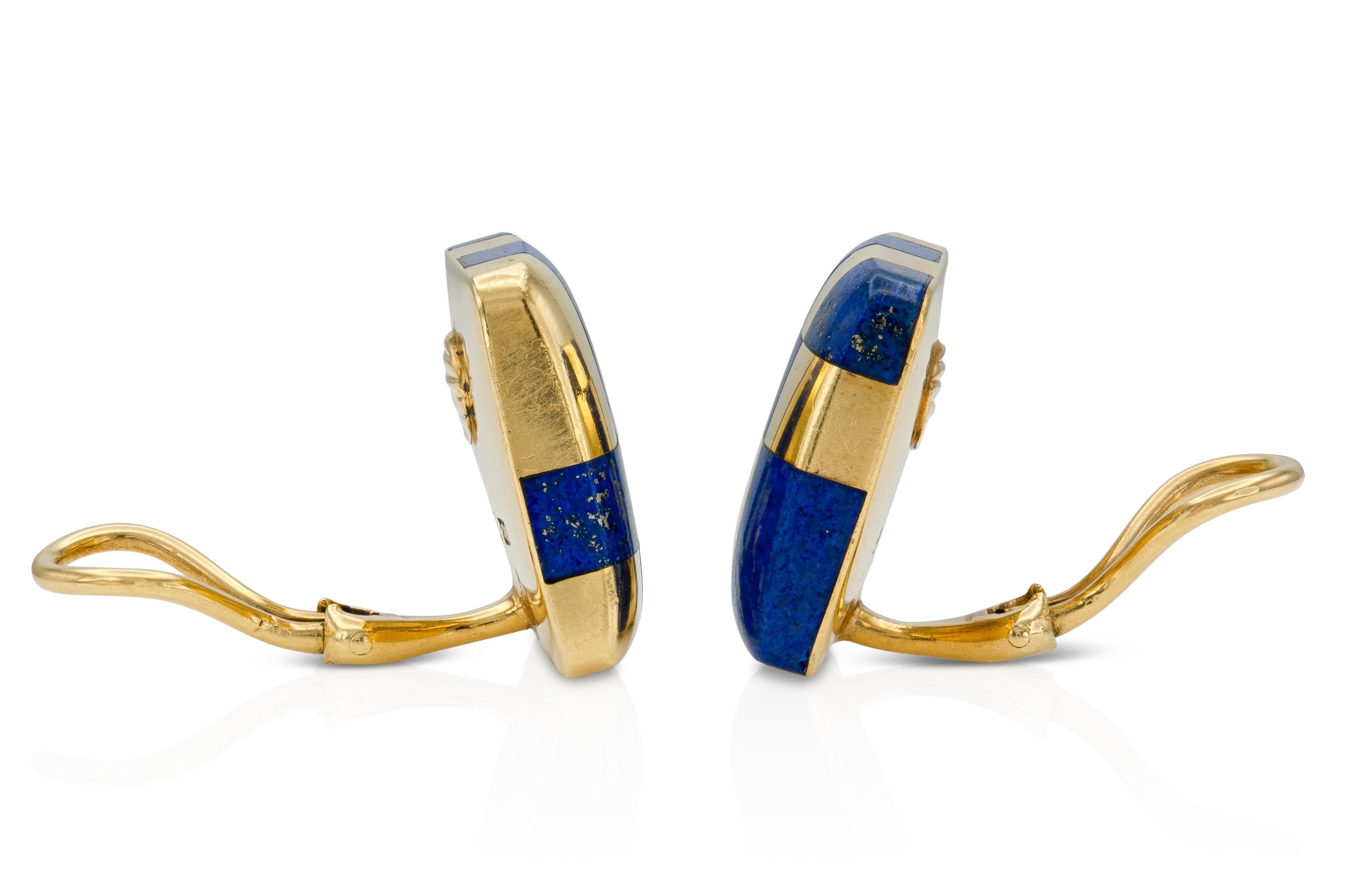 Vintage 1980er Jahre Tiffany & Co. Lapis-Schachbrett-Ohrringe (Carréeschliff) im Angebot