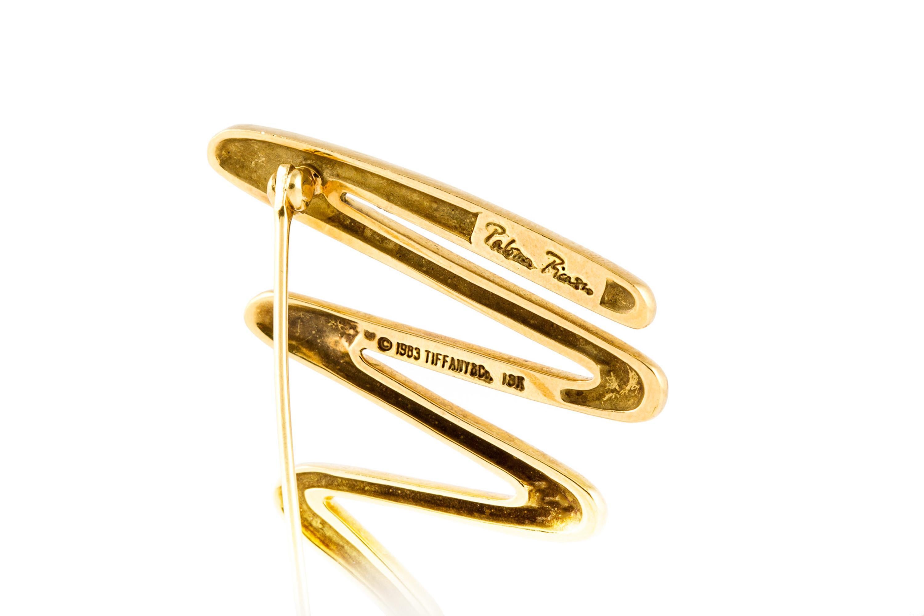 Women's Vintage 1980s Tiffany & Co. Paloma Picasso Small Zig-Zag Brooch For Sale