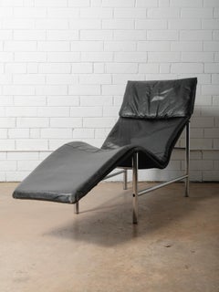 Vintage 1980s Tord Björklund Leather & Chrome Lounger for IKEA