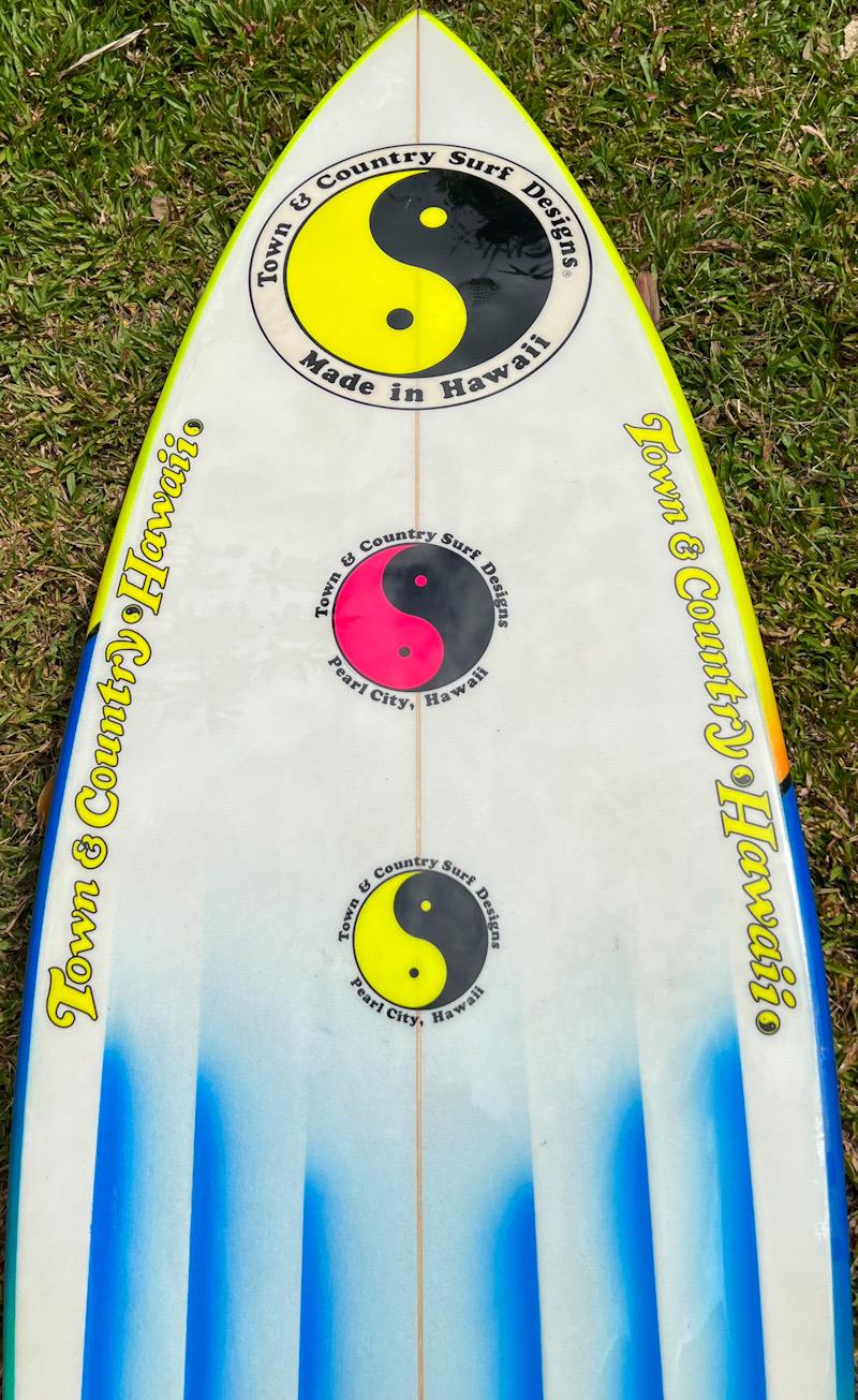 American Vintage 1980s Town and Country Surfboard by Dave Wallace