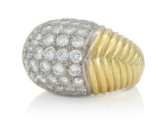 Anello da cocktail a cupola Trio vintage anni '80 con diamanti