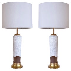 Vintage 1980s Two-Glaze Ceramic Table Lamps After Bitossi, Pair