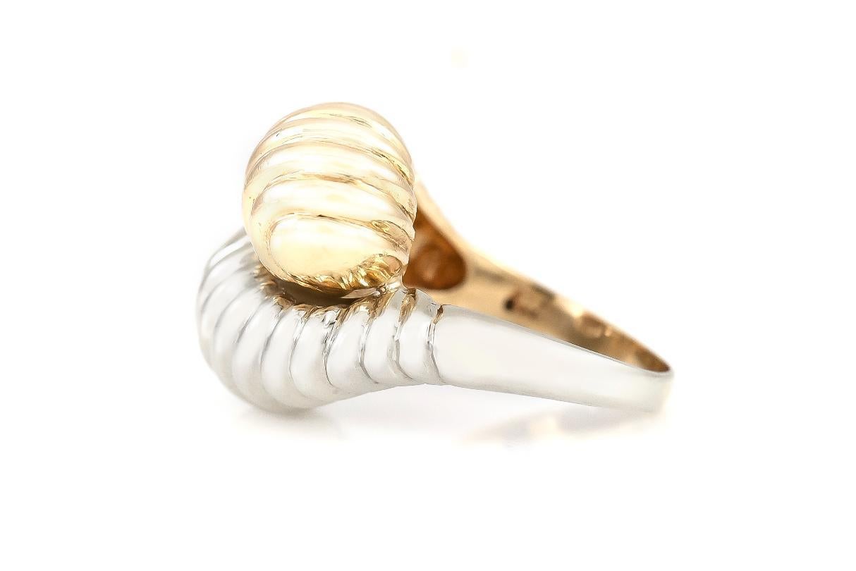 Finely crafted in 14k yellow and white gold.
Circa 1980s
Size 8 3/4, resizable