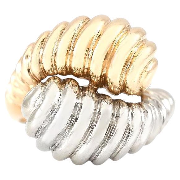 Vintage 1980s Two-Toned Bypass Ring For Sale