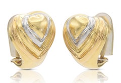 Vintage 1980s Two-Toned Gold Ripple Heart Earrings