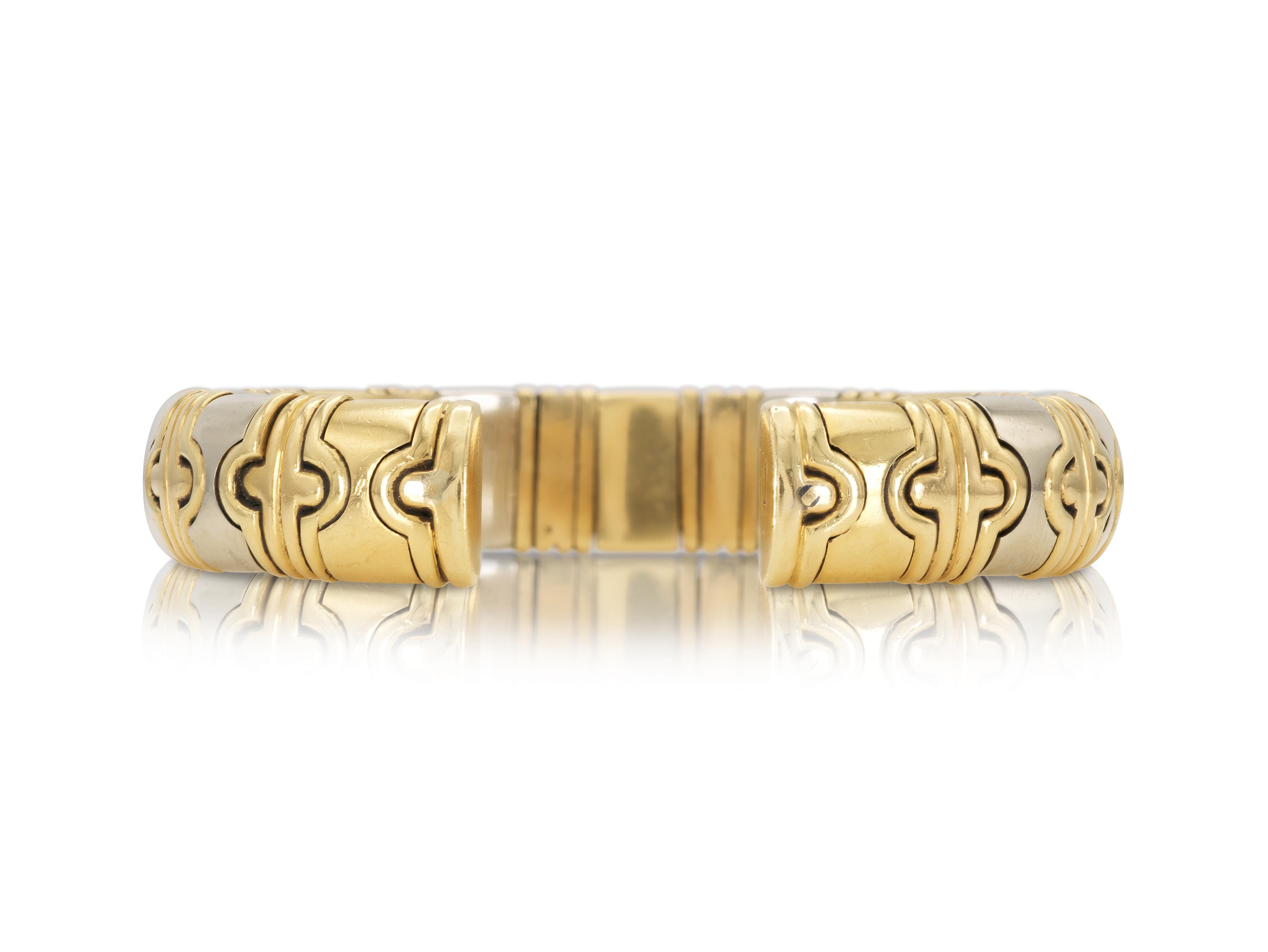Vintage 1980s Two-Toned Parantesi Cuff Bracelet In Good Condition For Sale In New York, NY