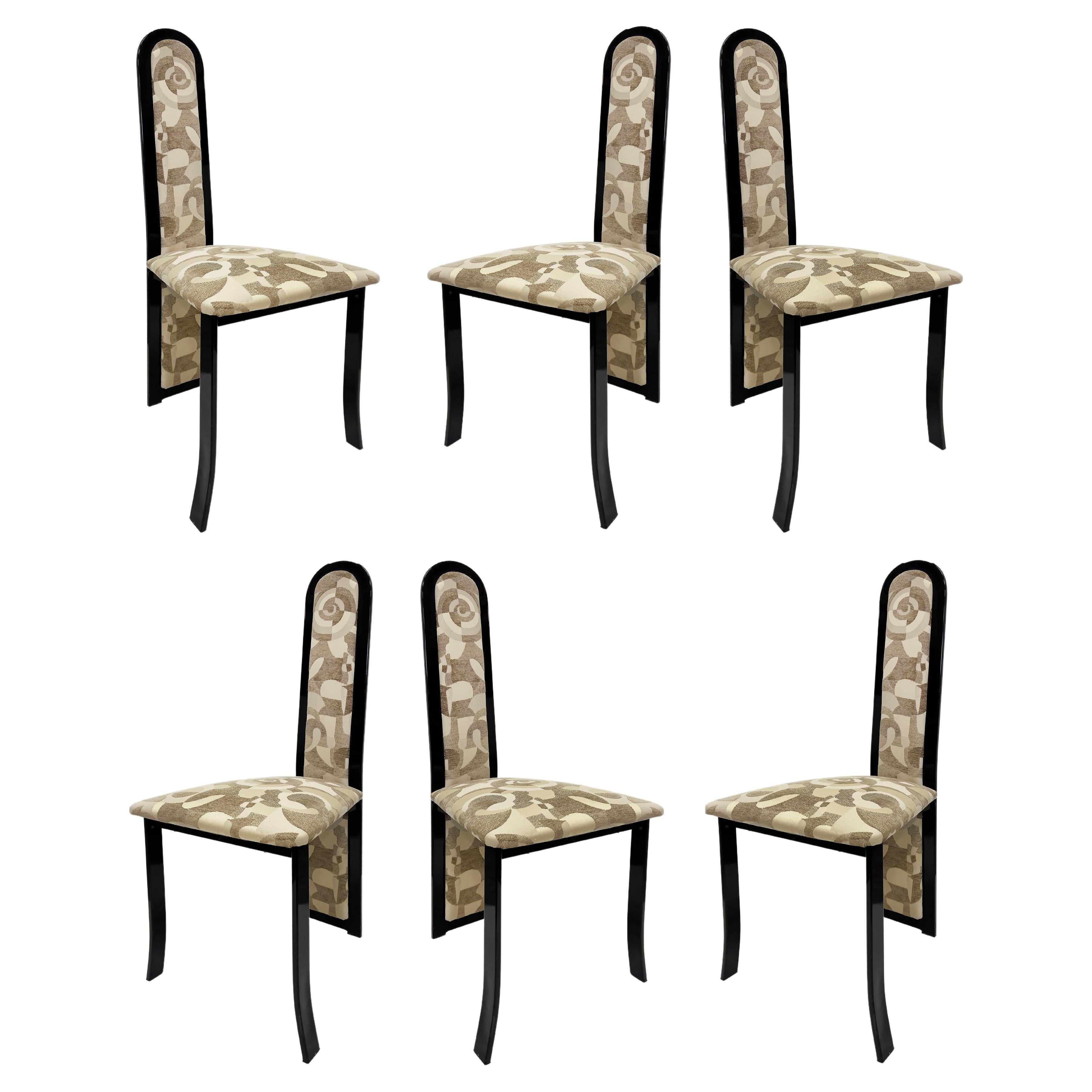 Vintage 1980s Upholstered Postmodern Dining Chairs, Set of 6