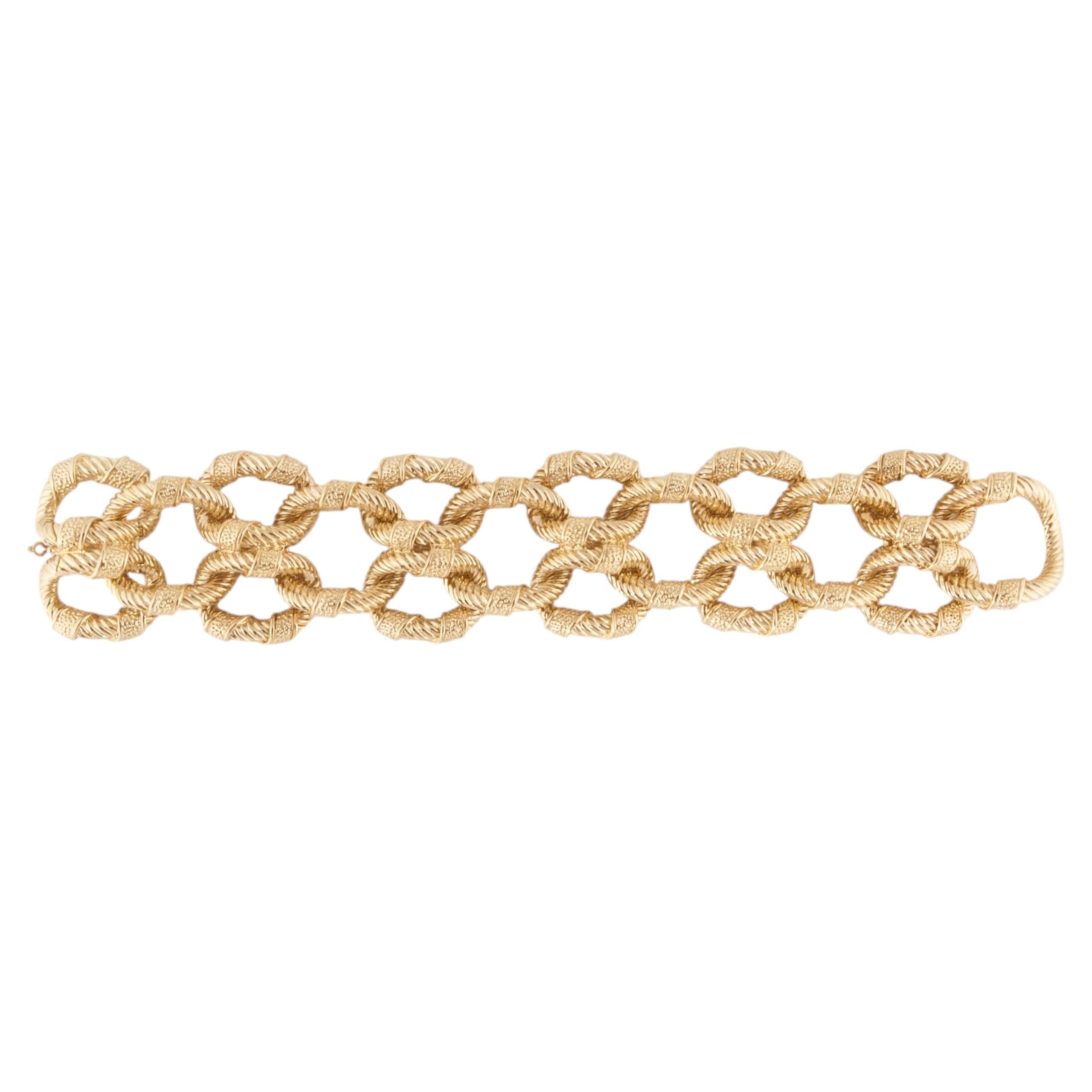 Vintage 1980s Van Cleef & Arpels 18K Textured Gold Double Link Bracelet