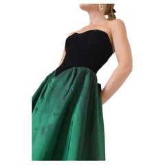 Vintage 1980s Velvet Basque-Waist Party Dress with Bow Detail