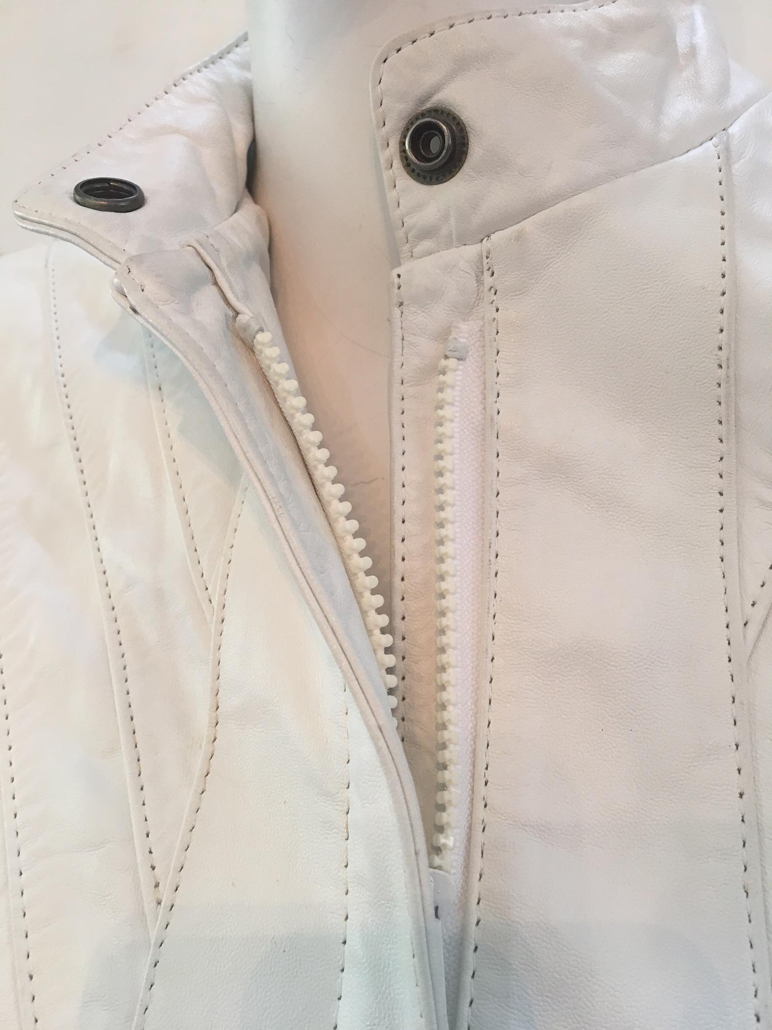 vintage white leather jacket