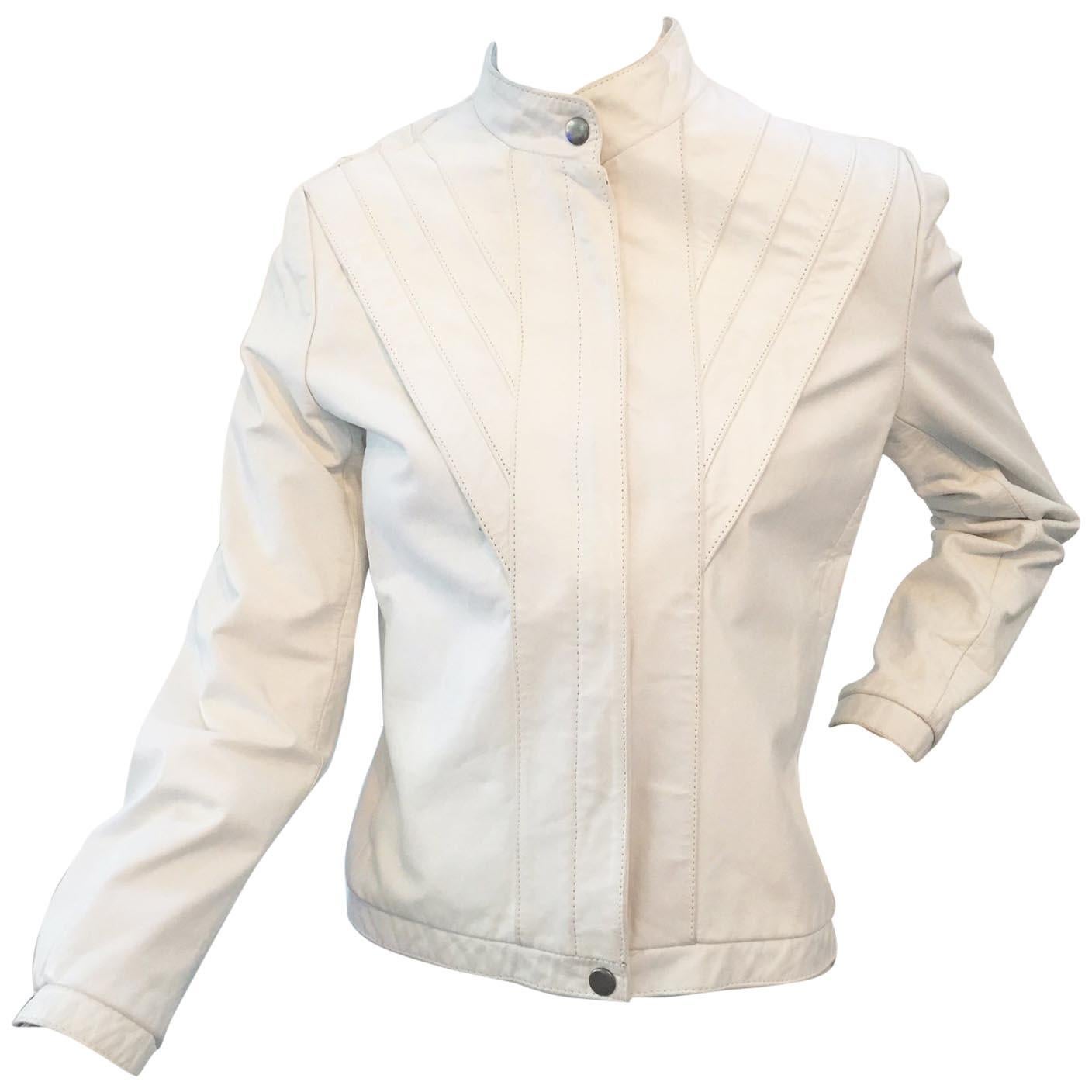 Vintage white leather jacket cheap