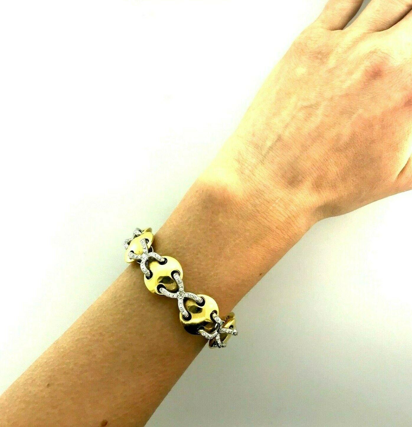 Vintage 1980s Yellow White Gold Diamond Bracelet In Excellent Condition For Sale In Beverly Hills, CA
