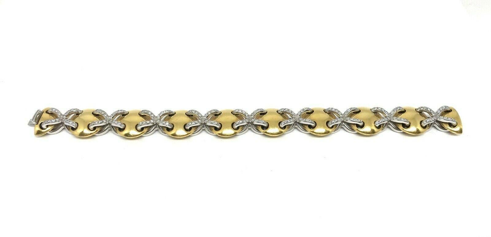 Vintage 1980er Gelb-Weiß-Gold Diamant-Armband für Damen oder Herren im Angebot