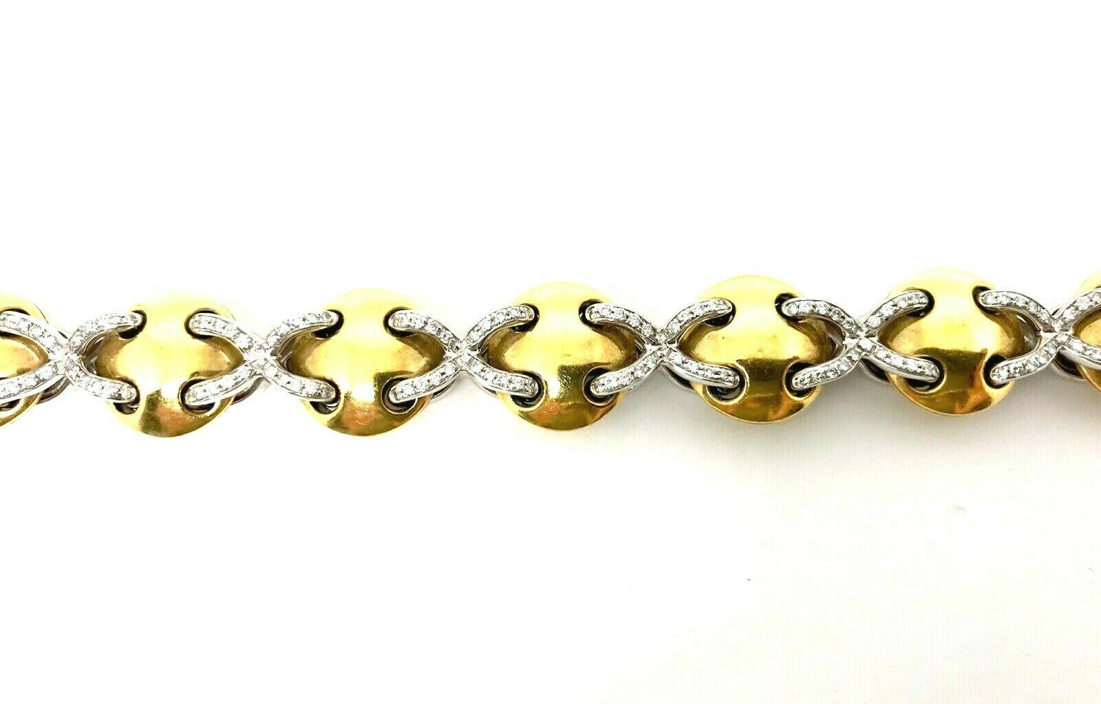 Bracelet vintage en or jaune et blanc avec diamants, années 1980 en vente 1