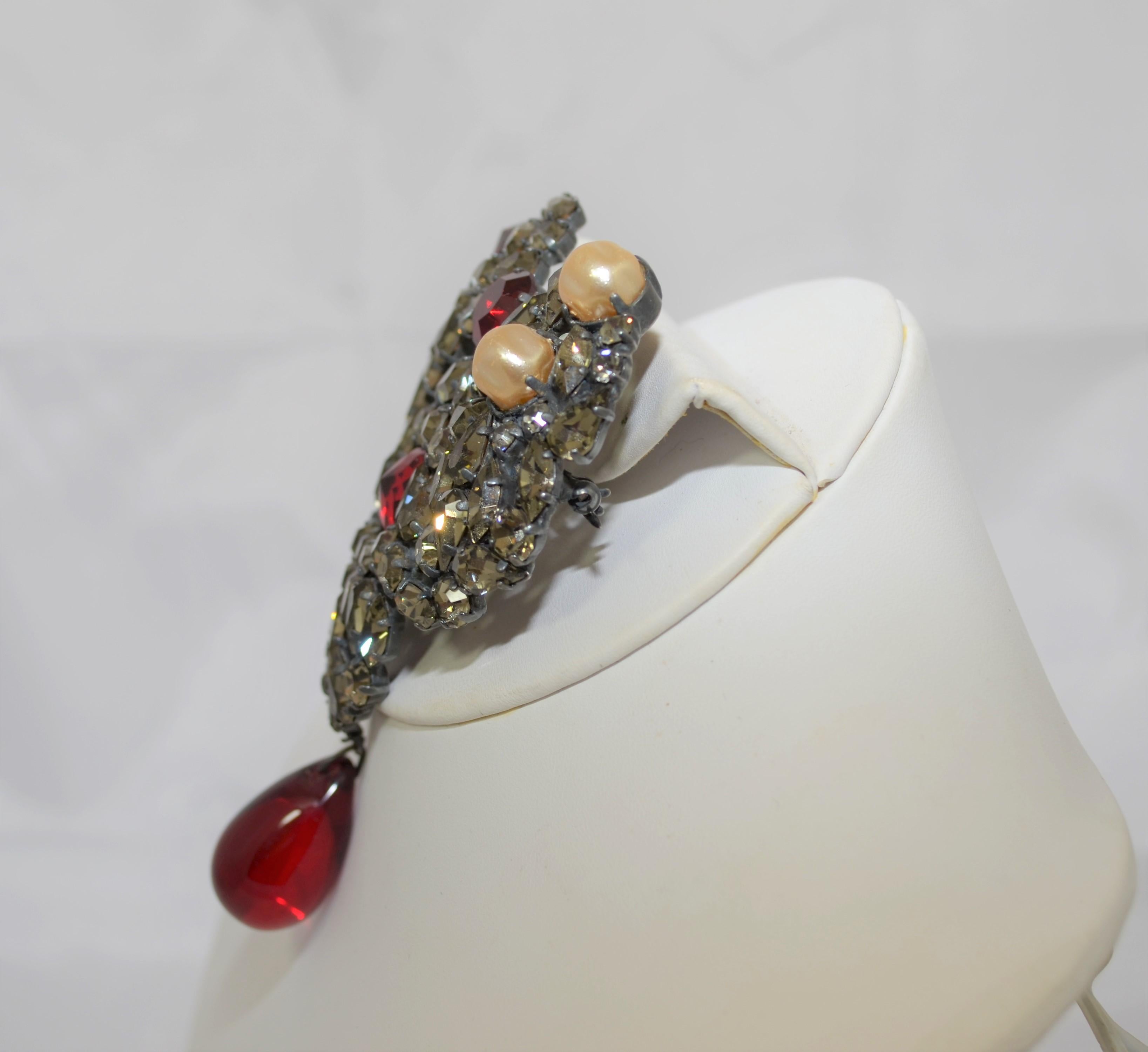 Vintage 1980's YSL Rive Gauche Heart Brooch/Pendant with Pearls 2