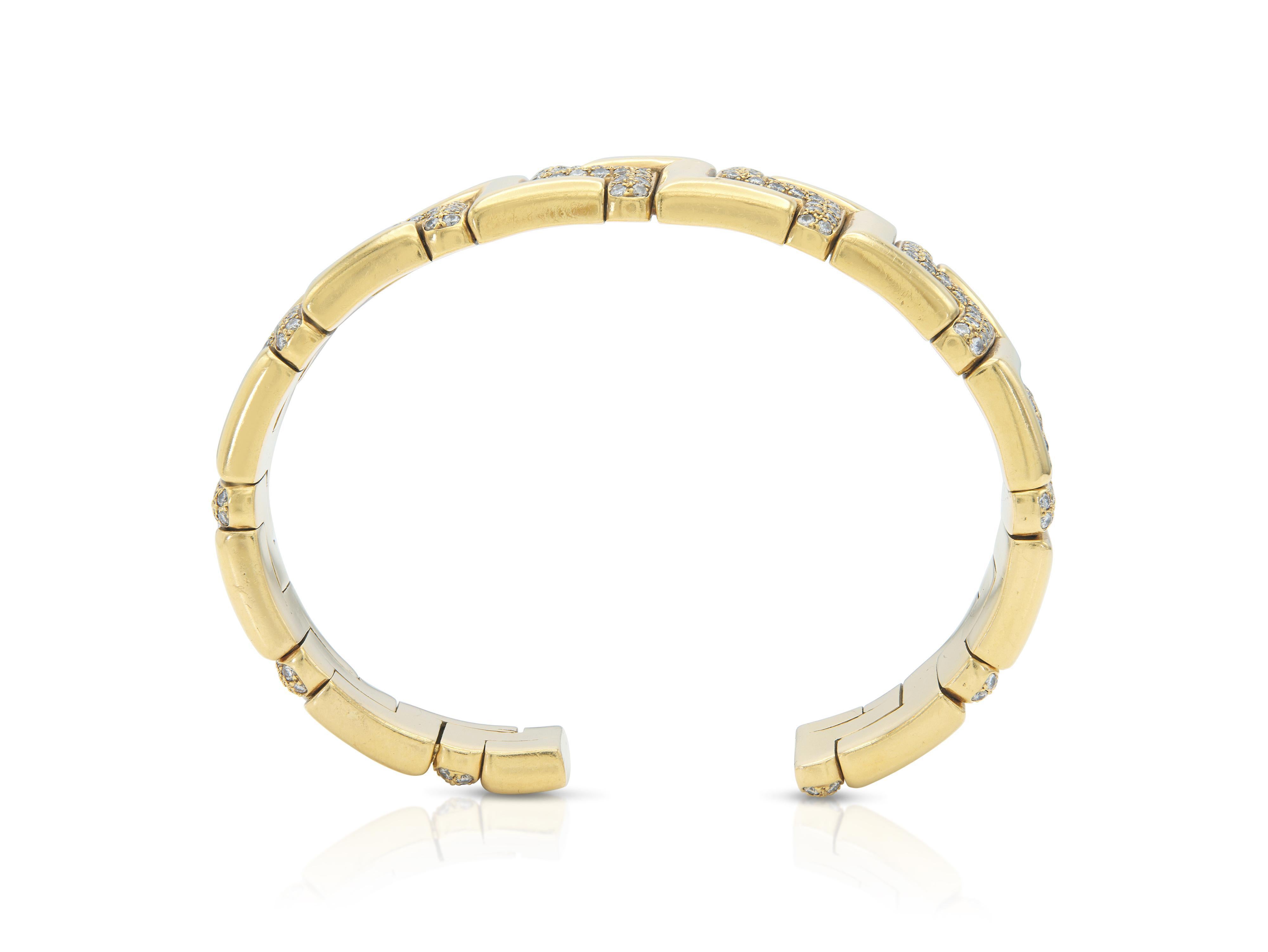 Brazalete vintage años 80 Zig Zag con diamantes en Bueno estado para la venta en New York, NY