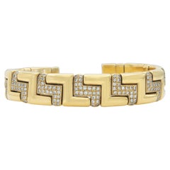 Vintage 1980s Zig Zag Manschettenarmband mit Diamanten
