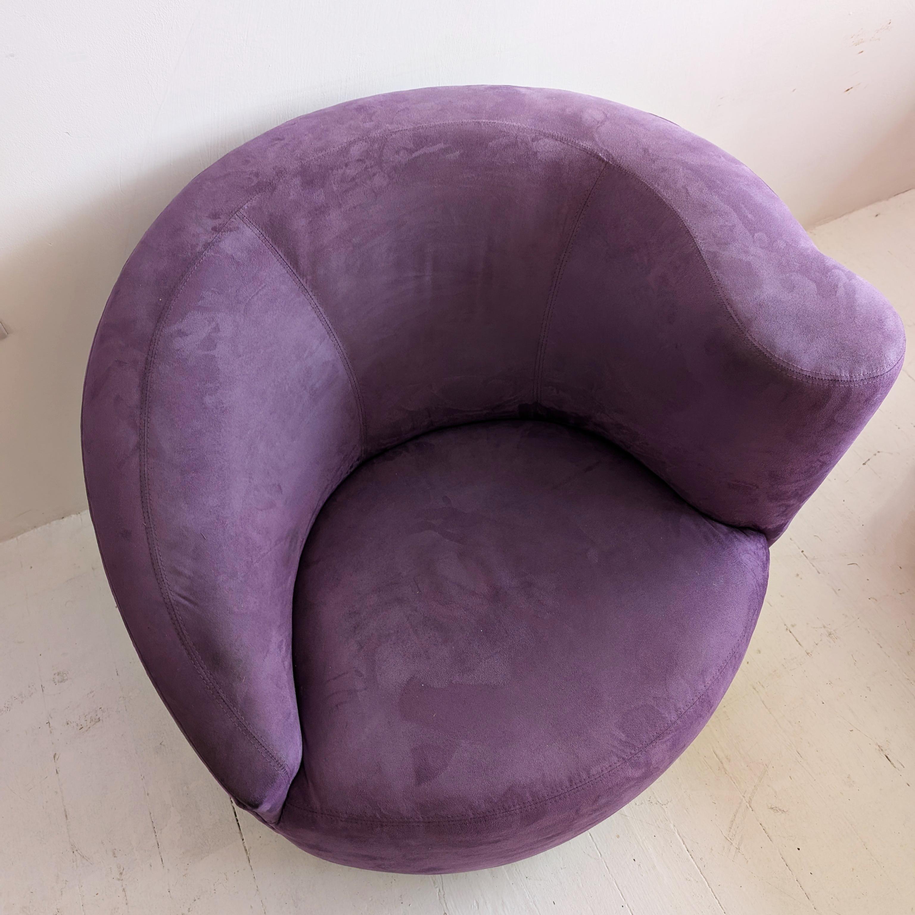 Sedie girevoli asimmetriche anni '80 in lavanda, postmoderne, 2 disponibili in vendita 5