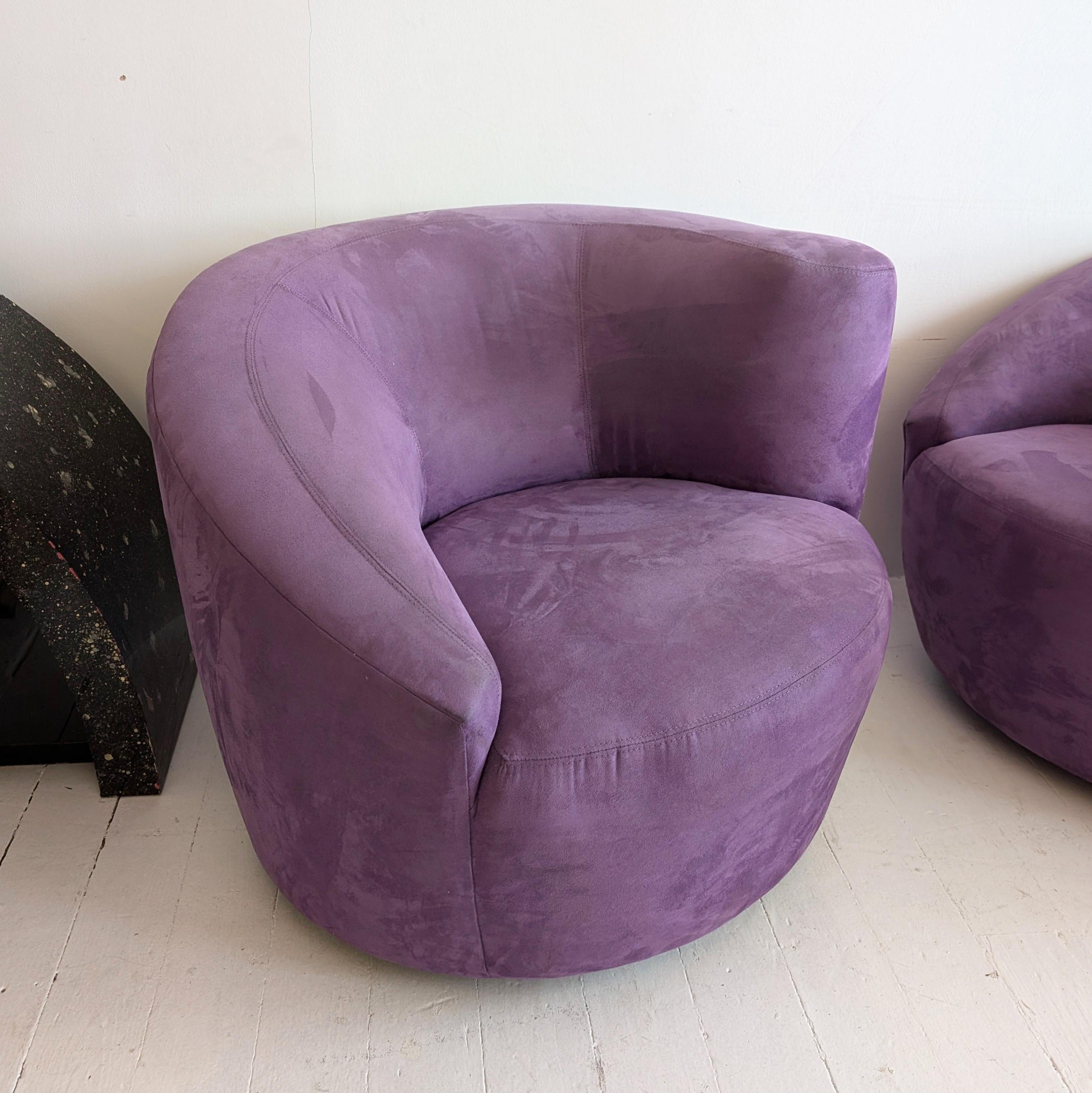 Americano Sedie girevoli asimmetriche anni '80 in lavanda, postmoderne, 2 disponibili in vendita