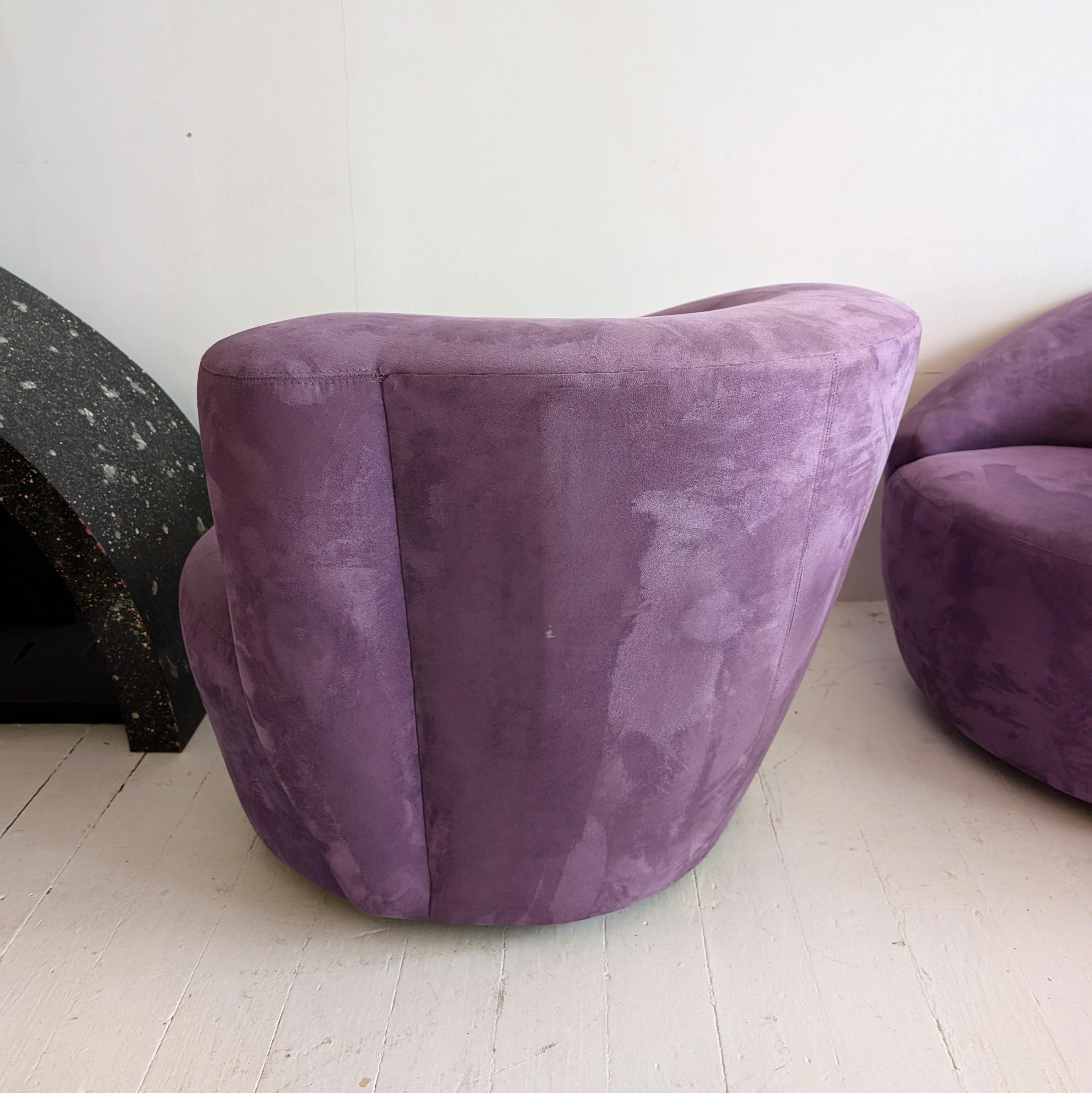 Sedie girevoli asimmetriche anni '80 in lavanda, postmoderne, 2 disponibili in vendita 1