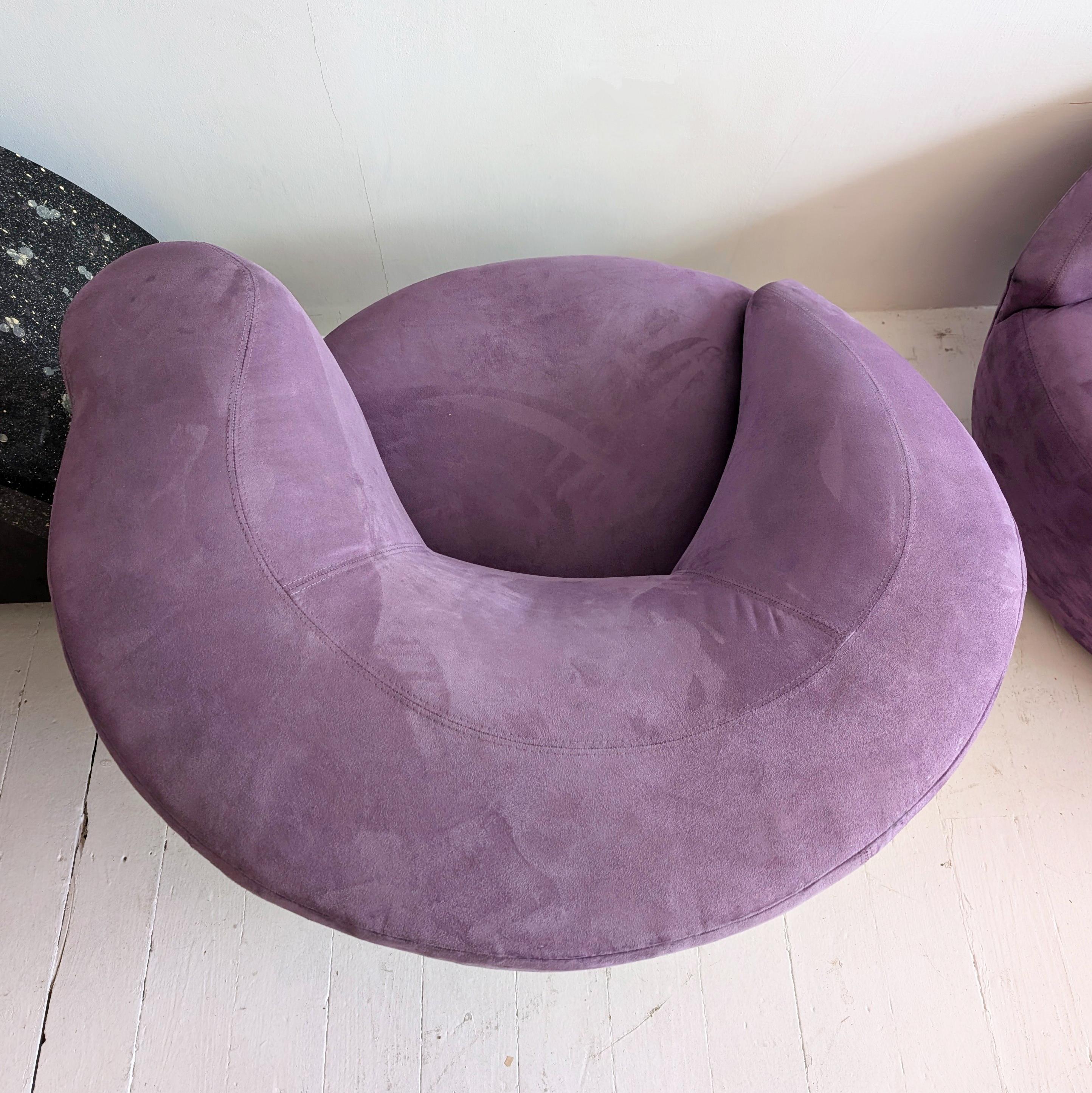 Sedie girevoli asimmetriche anni '80 in lavanda, postmoderne, 2 disponibili in vendita 2