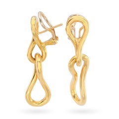 Vintage 1981 18k Yellow Gold Angela Cummings Twisted Loupe Earrings