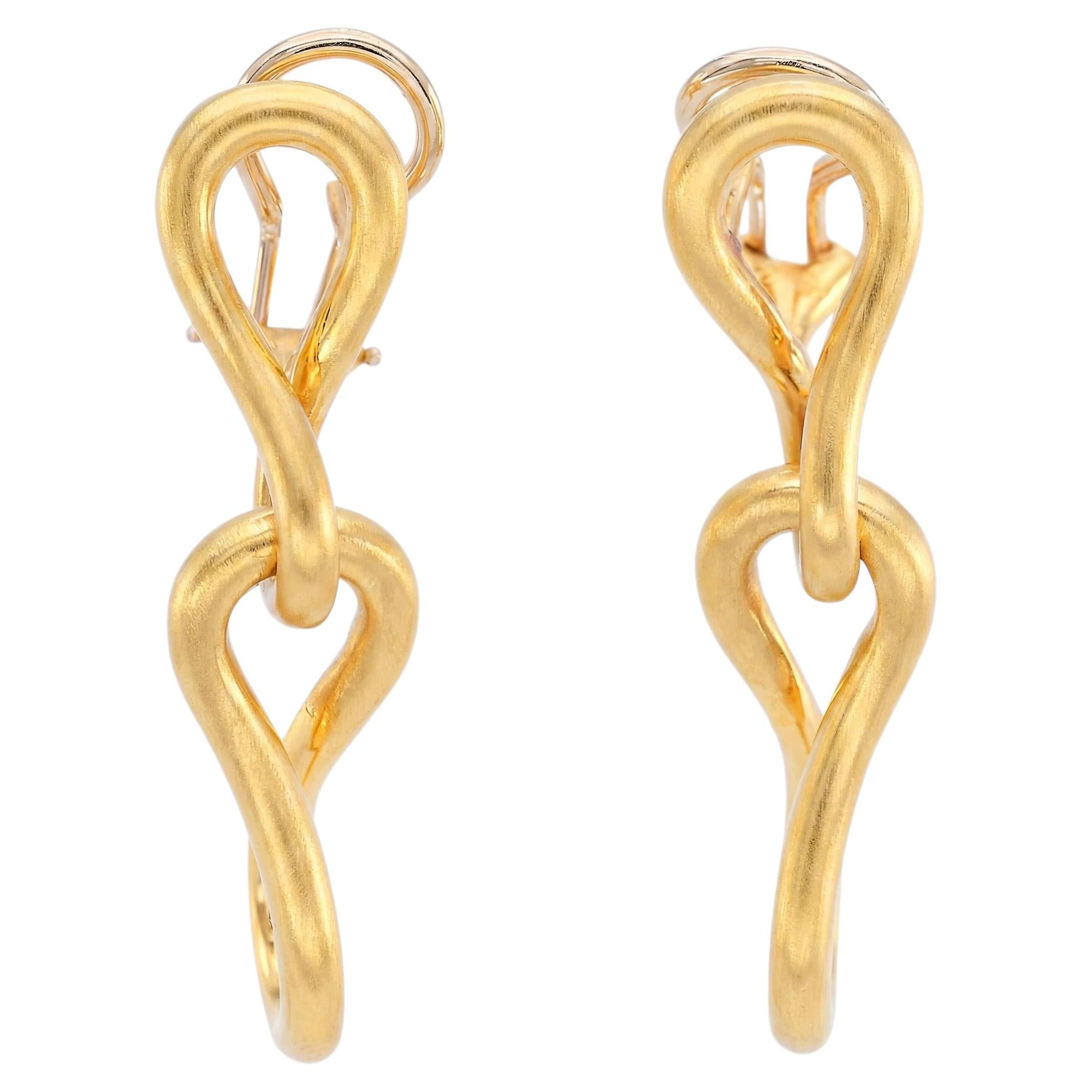 Pendientes de lupa retorcida Angela Cummings de oro amarillo de 18 quilates vintage de 1981