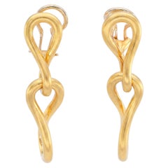 Vintage 1981 18k Yellow Gold Angela Cummings Twisted Loupe Earrings