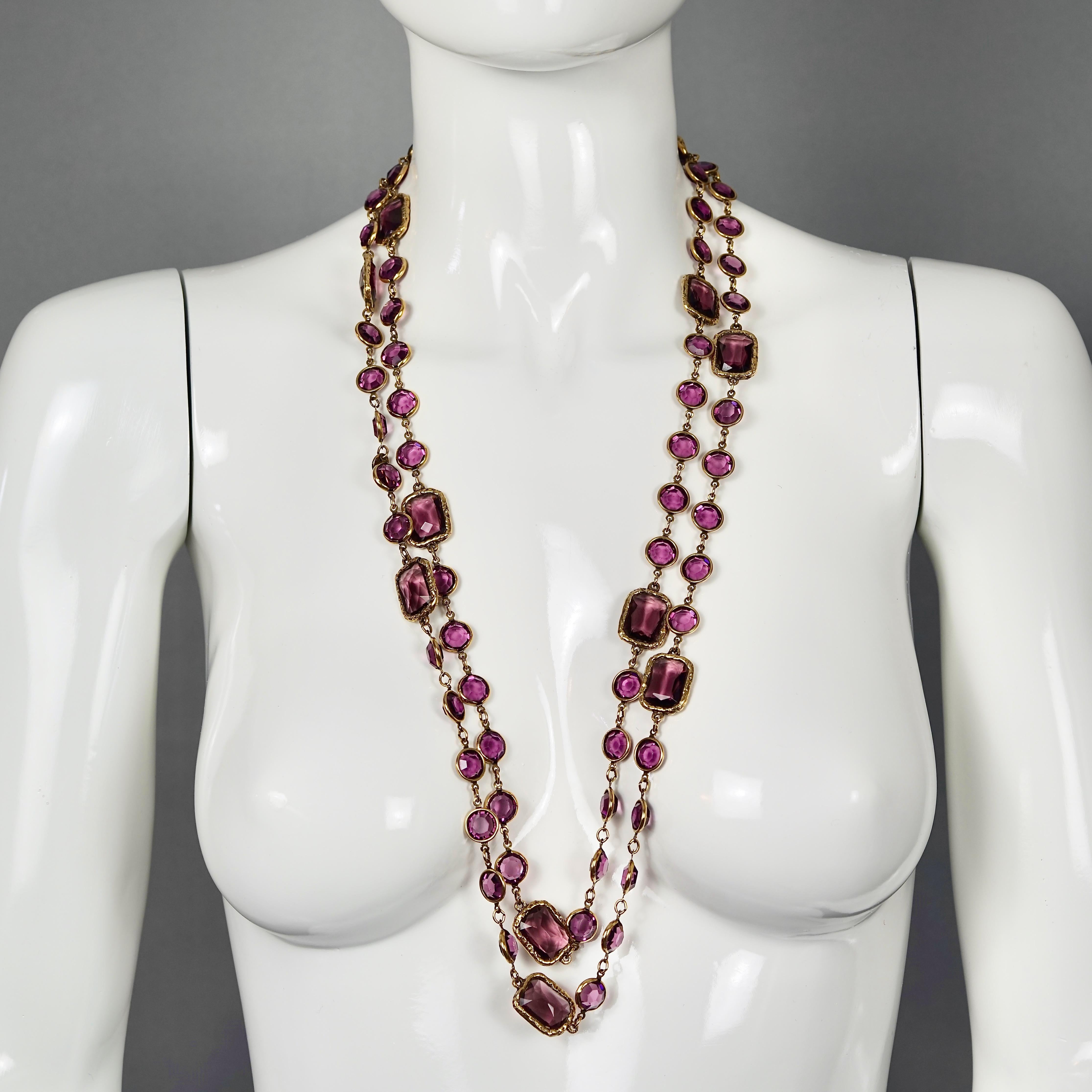 Vintage 1981 CHANEL Chicklet Amethyst Crystal Bezel 66