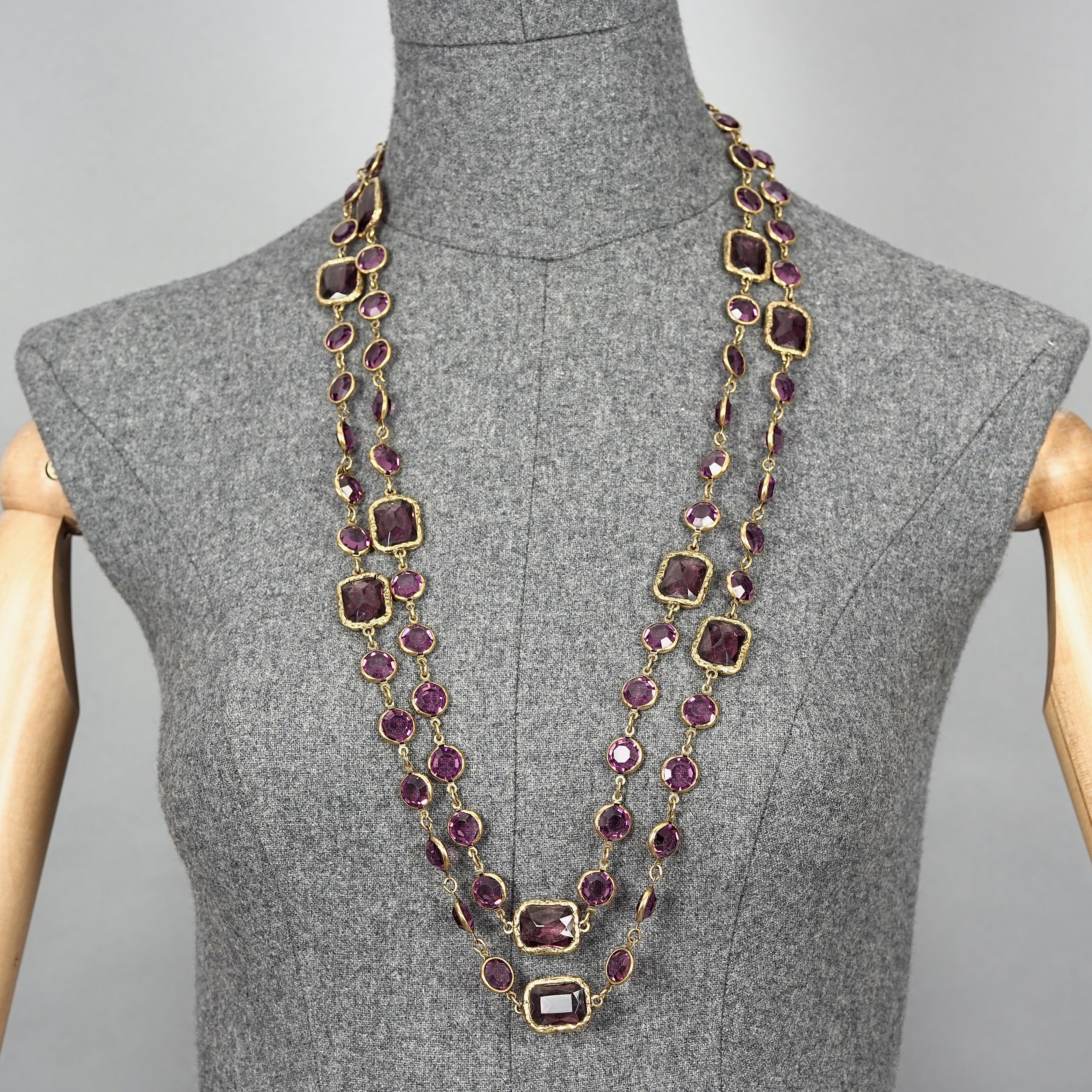 Vintage 1981 CHANEL Chicklet Amethyst Crystal Bezel 66