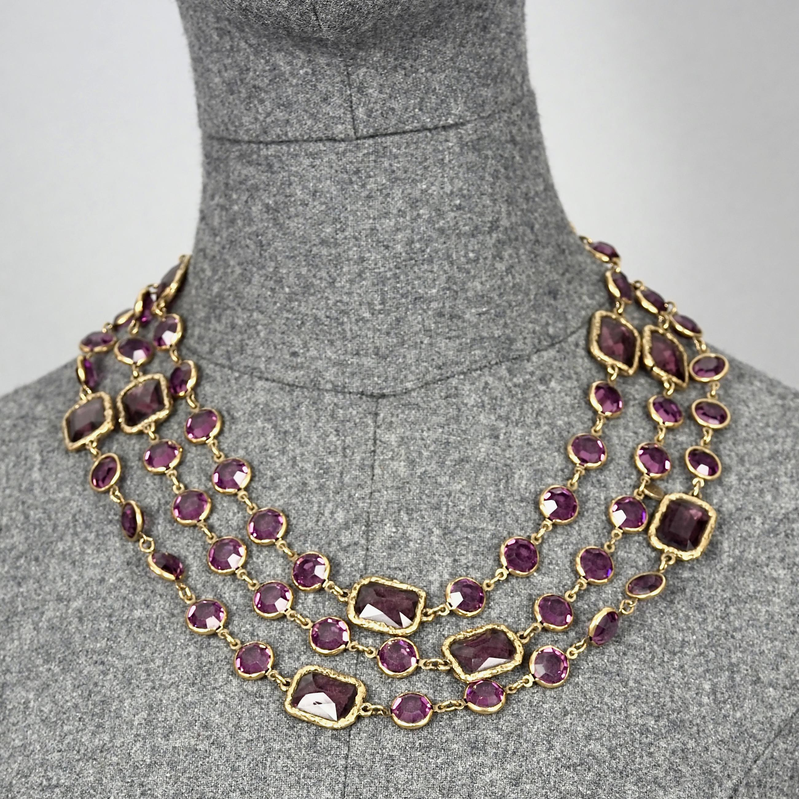 Vintage 1981 CHANEL Chicklet Amethyst Crystal Bezel 66