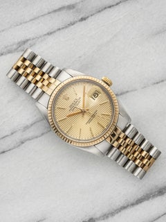 Vintage 1981 Rolex Datejust 16013 Two Tone Champagne Tapestry Dial Auto 36mm