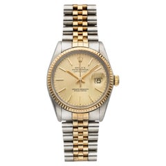Vintage 1981 Rolex Datejust 16013 Two Tone Champagne Tapestry Dial Auto 36mm