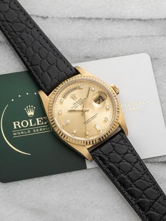Vintage 1981 Rolex Day-Date 18038 18K YG Champagne Diamond Dial Auto 36mm