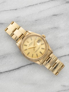 Vintage 1981 Rolex Oyster Perpetual Date 15037 14K YG Champagne Dial Auto 34mm
