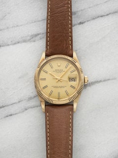 Vintage 1981 Rolex Oyster Perpetual Date 15037 14K YG Champagne Dial Auto 34mm