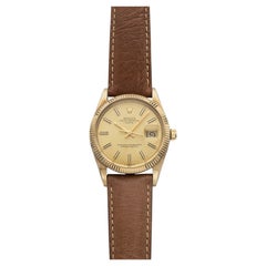 Vintage 1981 Rolex Oyster Perpetual Date 15037 14K YG Champagne Dial Auto 34mm