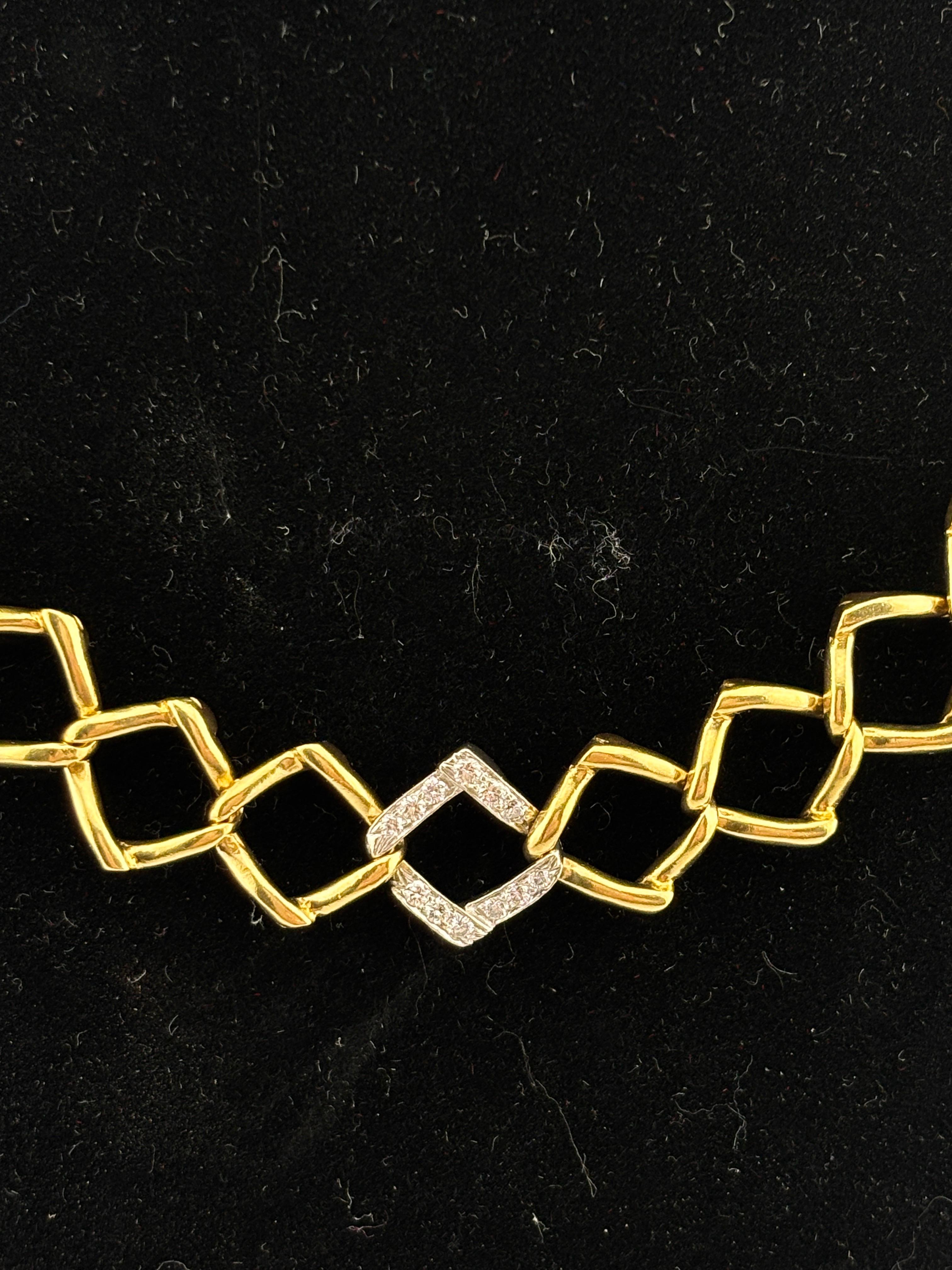 Vintage 1981 Tiffany & Co. Paloma Picasso 18k Yellow Gold & Diamond Necklace For Sale 4