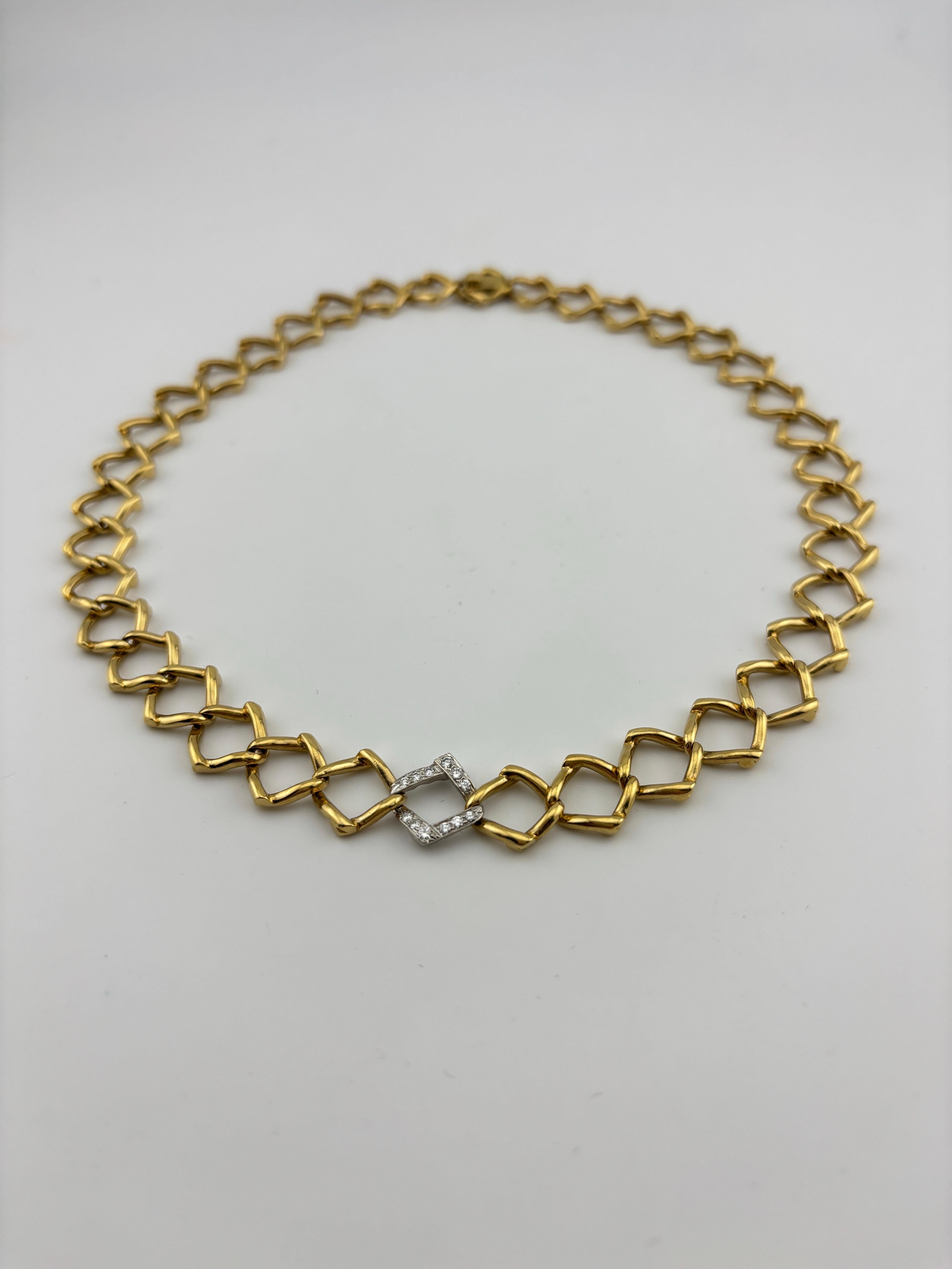 Vintage 1981 Tiffany & Co. Paloma Picasso 18k Yellow Gold & Diamond Necklace For Sale 5