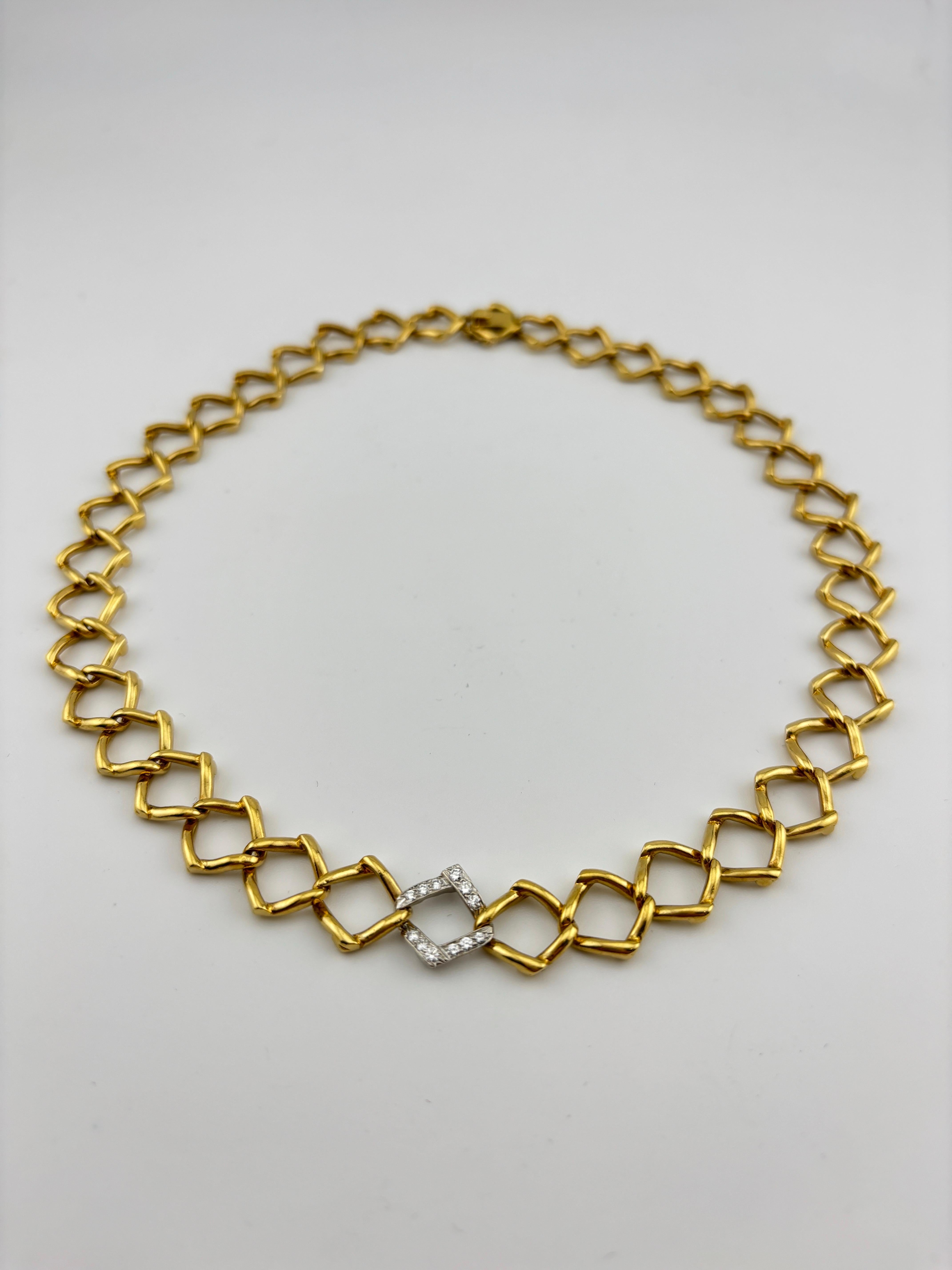 Vintage 1981 Tiffany & Co. Paloma Picasso 18k Yellow Gold & Diamond Necklace For Sale 6